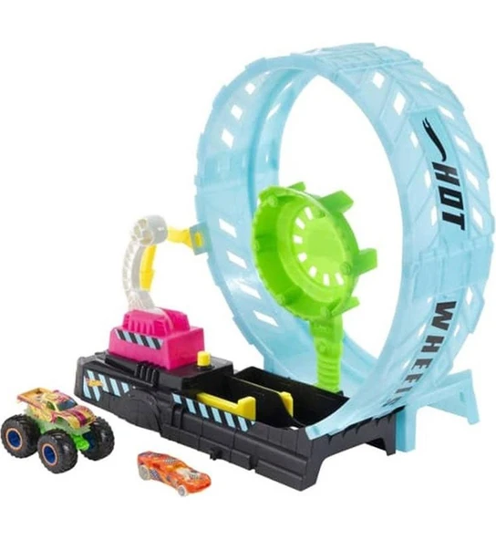 Monster Trucks Karanlıkta Parlayan Çemberde Yarış Seti HBN02 - 2