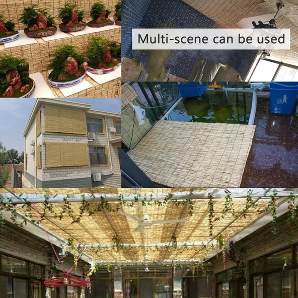 Doğal Kamış Hasır Çit 1m X 5m Doğal Bambu -bahçe Çiti - Gölgelik Hasır -tavan Dekorasyon - 7