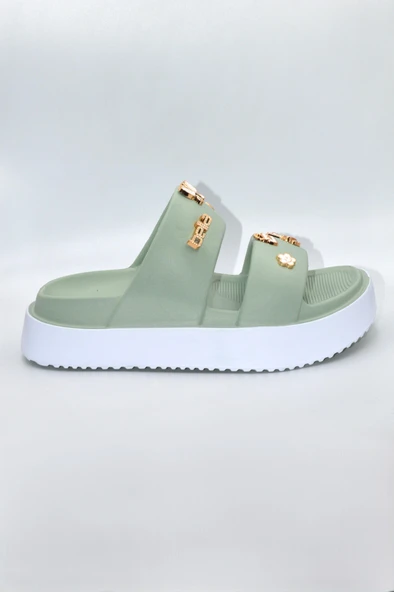 Yeşil Kadın Taşlı Eva Günlük Terlik