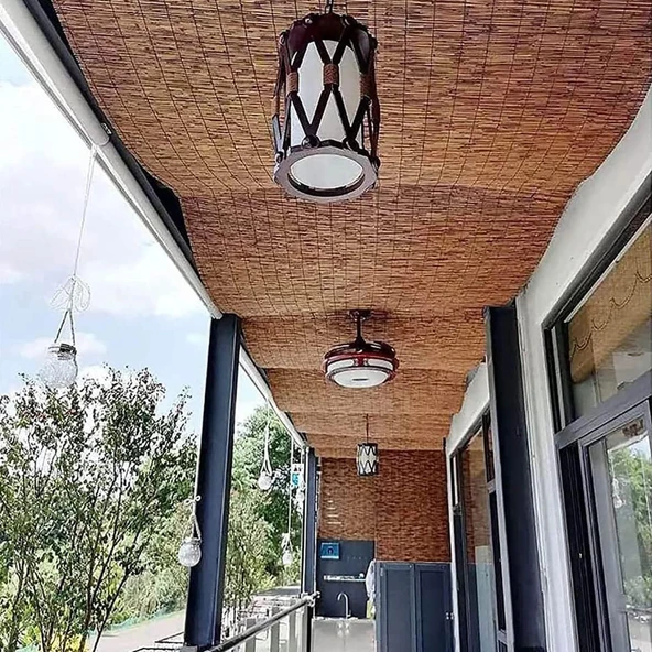 Doğal Kamış Hasır Çit 1m X 5m Doğal Bambu -bahçe Çiti - Gölgelik Hasır -tavan Dekorasyon - 4