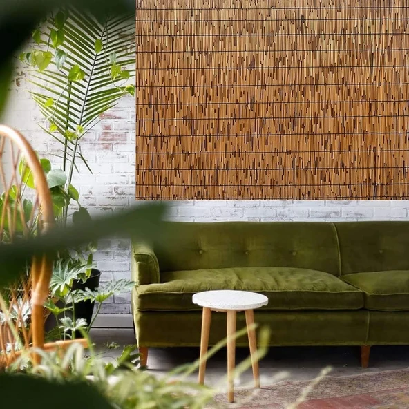 Doğal Kamış Hasır Çit 1m X 5m Doğal Bambu -bahçe Çiti - Gölgelik Hasır -tavan Dekorasyon - 5