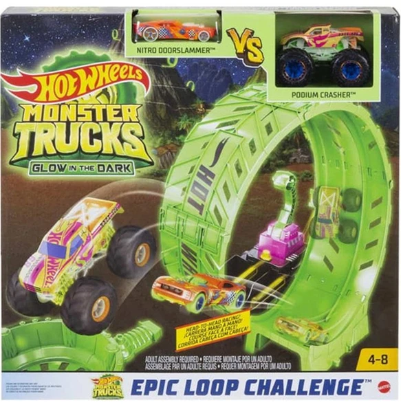Monster Trucks Karanlıkta Parlayan Çemberde Yarış Seti HBN02