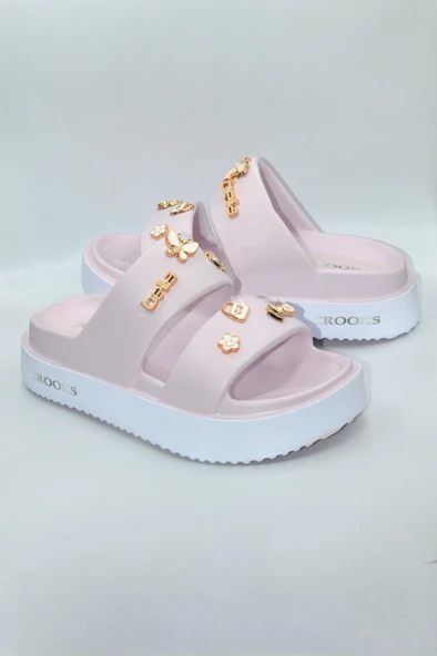 Pembe Kadın Taşlı Eva Günlük Terlik - Resim 3