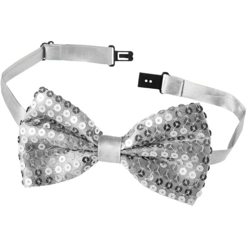 Gümüş Payetli Pullu Papyon - Resim 3