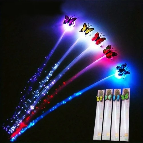 Led Fiber Optik Işıklı Kelebek Saç Klipsi - 2