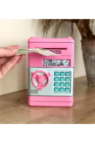 Elektronik Işıklı Sesli Şifreli Kasa Otomatik Kağıt Para Alan Kasa Atm Şifreli Pilli Kumbara - 3