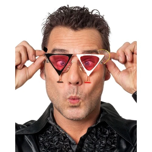 Siyah Beyaz Renk Martini Tasarımlı Parti Gözlüğü ürün görseli