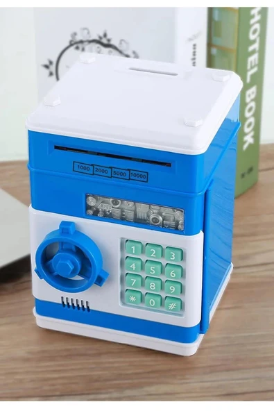 Elektronik Işıklı Sesli Şifreli Kasa Otomatik Kağıt Para Alan Kasa Atm Şifreli Pilli Kumbara - 9
