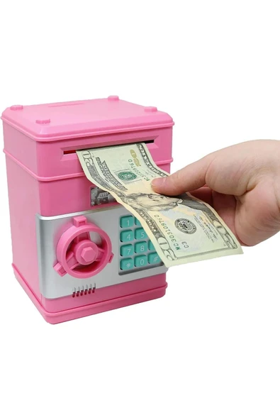Elektronik Işıklı Sesli Şifreli Kasa Otomatik Kağıt Para Alan Kasa Atm Şifreli Pilli Kumbara - 2