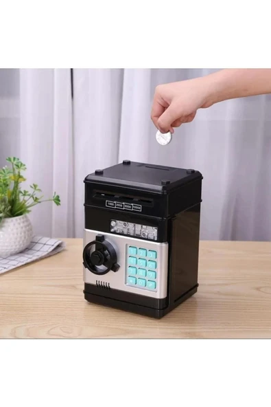 Elektronik Işıklı Sesli Şifreli Kasa Otomatik Kağıt Para Alan Kasa Atm Şifreli Pilli Kumbara - 7