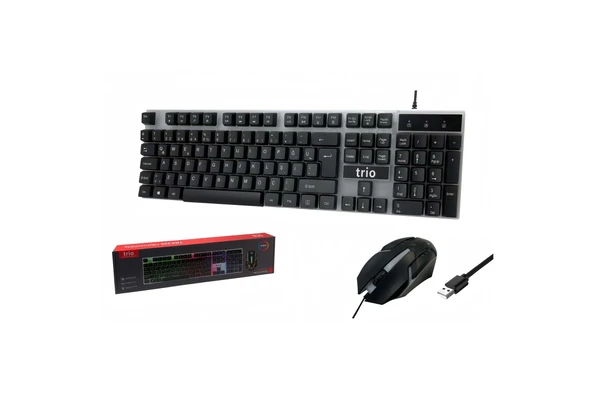 TRİO TRK200 KABLOLU IŞIKLI OYUNCU KLAVYE MOUSE SET