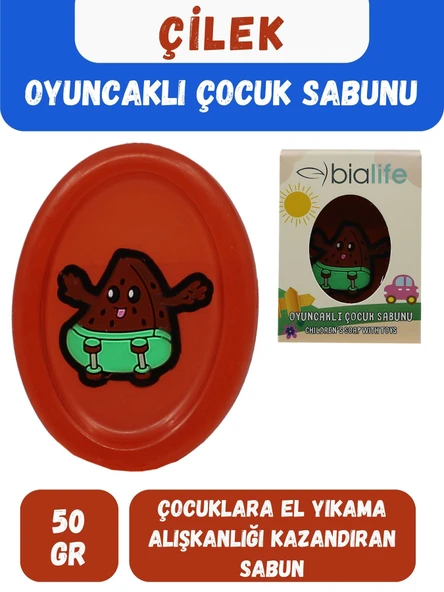 ÇİLEK Özlü El Yapımı Oyuncaklı Çocuk Sabunu - Bialife