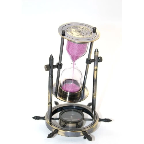 Pirinç Dümenli Pusulalı Kum Saati ürün görseli