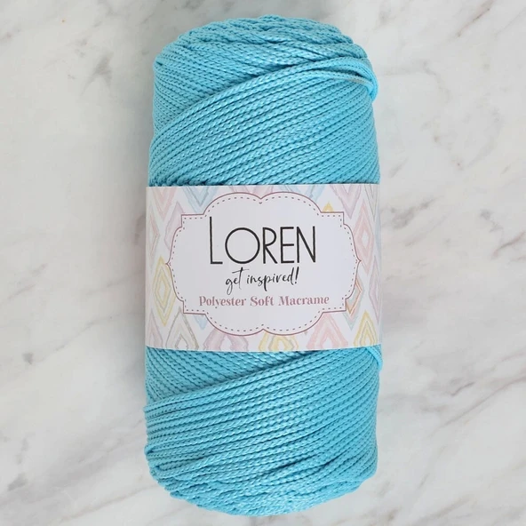 Loren Polyester Soft Macrame Turkuaz El Örgü İpi - Lm045 - 34447
