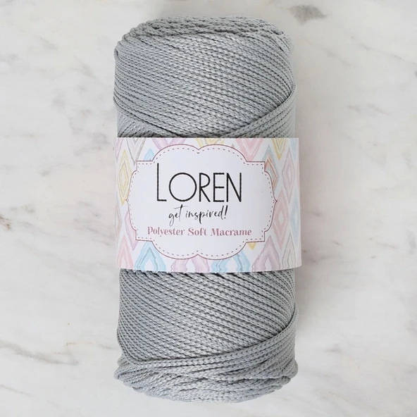 Loren Polyester Soft Macrame Açık Gri El Örgü İpi - Lm036 - 34441