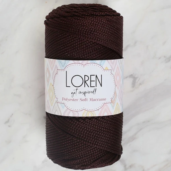 Loren Polyester Soft Macrame Koyu Kahverengi El Örgü İpi - Lm034 - 34440 - 1