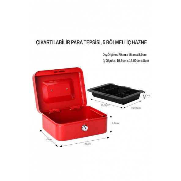 MÜHLEN Cash Box CB200 Orta Boy Taşınabilir Para Çekmecesi / Kutusu Çıkartılabilir Para Rafları - 7