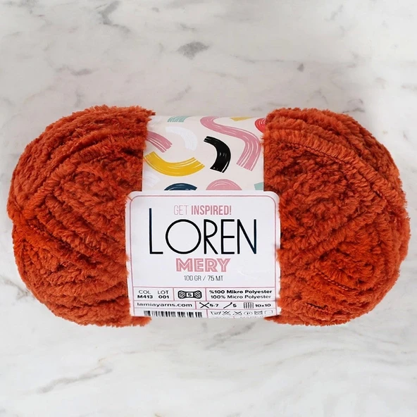 Loren Mery Kiremit Rengi El Örgü İpi - M413 - 34319 - 3