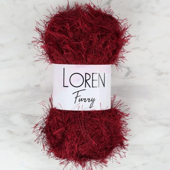 Loren Furry Bordo El Örgü İpi - Rf026 - 34054