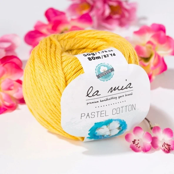La Mia Pastel Cotton Hardal Sarısı El Örgü İpi - L061 - 33614 - 1