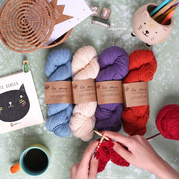La Mia Natural Wool Açık Kahverengi El Örgü İpi - H5 - 33604 - 3