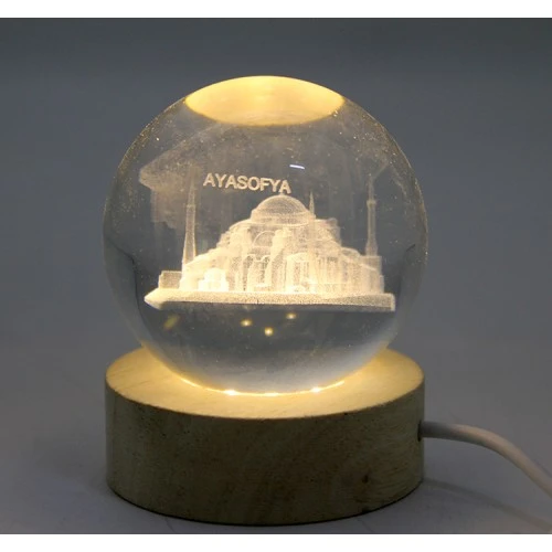 3D İstanbul Temalı Kristal Cam Küre Led Lamba Model 2 ürün görseli