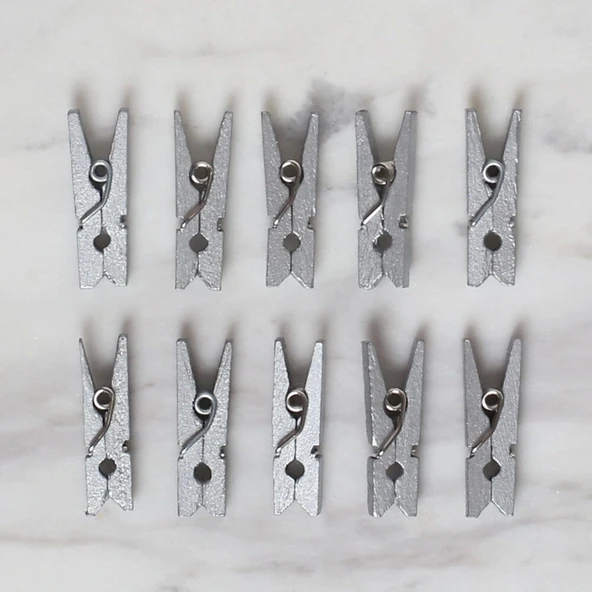 Loren Crafts 10 Lu Gümüş Renk Mini Mandal - 2