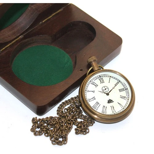 Ahşap Kutulu Pirinç Köstekli Saat Model 7 ürün görseli 1