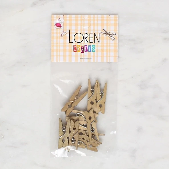 Loren Crafts 10 Lu Altın Renk Mini Mandal - 2
