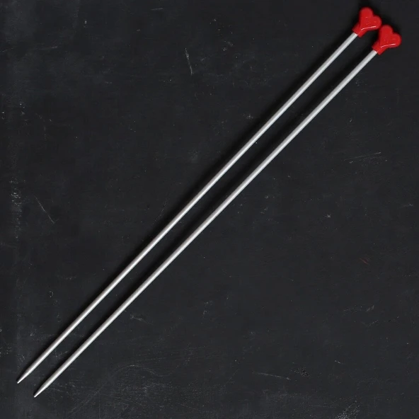 Addı Kalpli 4,5mm 40cm Klasik Alüminyum Örgü Şişi - 2