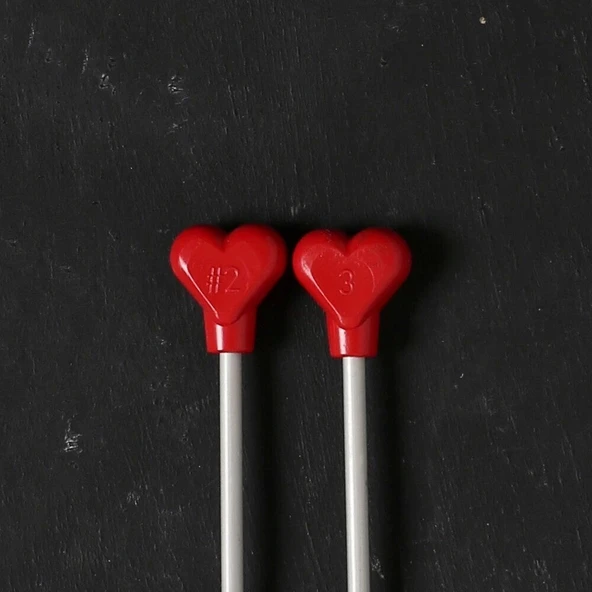 Addı Kalpli 3mm 40cm Klasik Alüminyum Örgü Şişi - - Resim 3