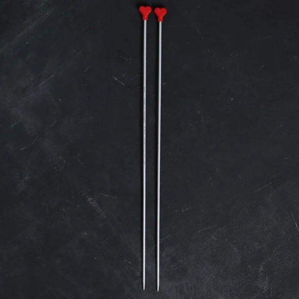 Addı Kalpli 3.5mm 40cm Klasik Alüminyum Örgü Şişi - Resim 2