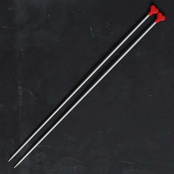 Addı Kalpli 4mm 40cm Klasik Alüminyum Örgü Şişi - - 2
