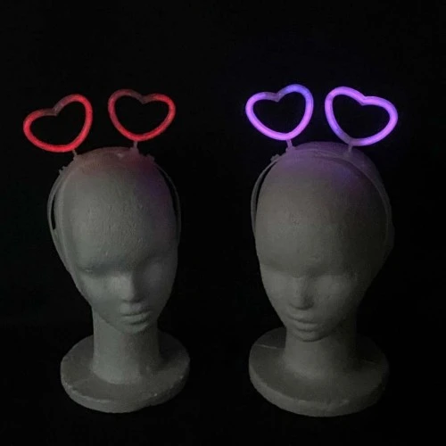 Glow Stick Karanlıkta Yanan Fosforlu Kalp Taç 12 Adet - 3