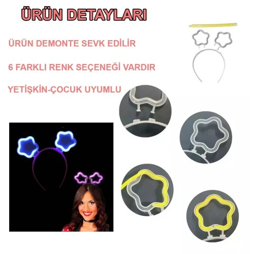 Glow Stick Karanlıkta Yanan Fosforlu Yıldız Taç 12 Adet - Resim 2
