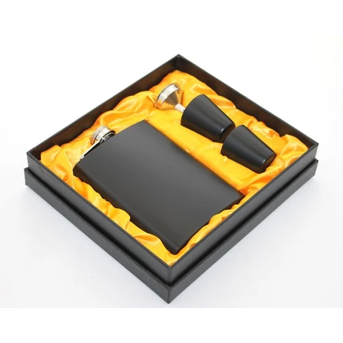 Paslanmaz Çelik 2 Shot Bardaklı Matara Seti Siyah Renk ürün görseli