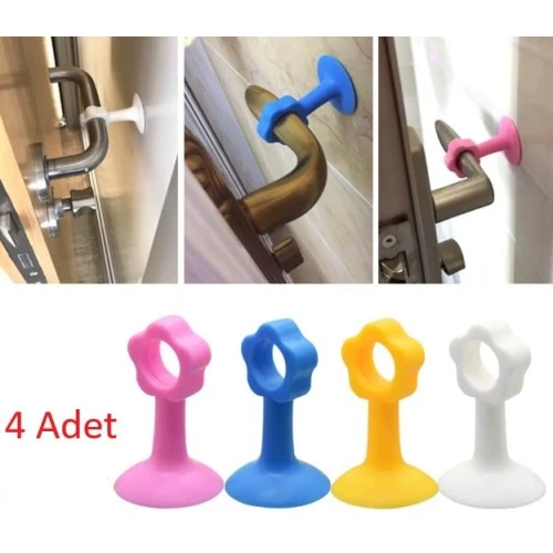 Renkli Vantuzlu Geçmeli Kapı Kolu Stoper 4lü Set - 2