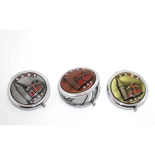 Metal İstanbul Temalı Kabartmalı El Aynası ürün görseli