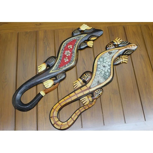 Ahşap Duvara Asmali Kertenkele Figürü ürün görseli 1