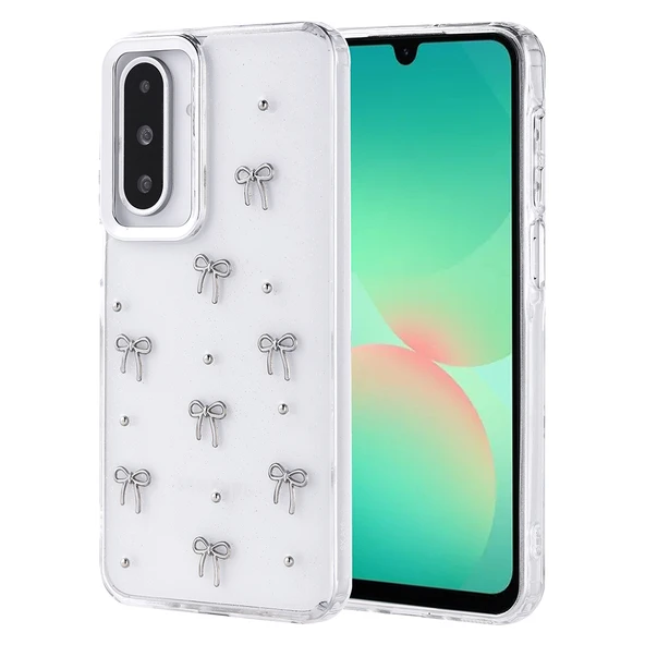 Samsung Galaxy A26 Kılıf Airbag Tasarımlı Simli Şeffaf Kutup Kapak - Resim 4