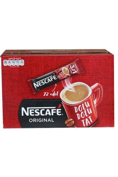 Nestle Nescafe 3'ü 1 Arada Orjinal Kahve 72'li Paket 17,4 gr