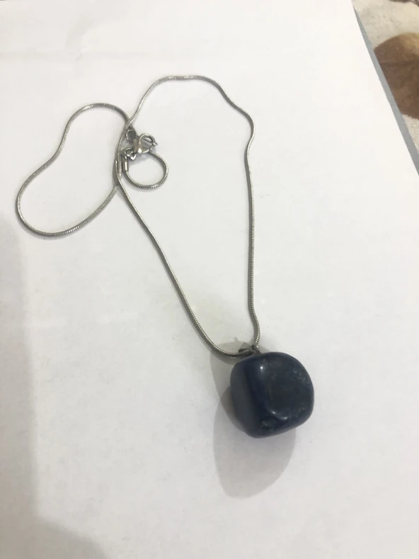 Doğal Taş zincirli El yapımı Kolye zincir 20 cm KUTULU - 4