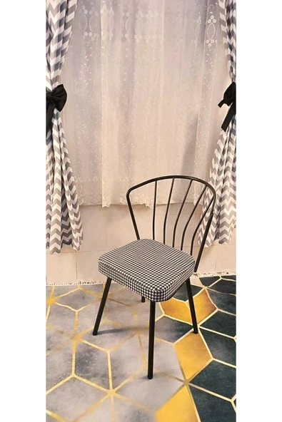 DEKOR MOBİLYACIM Dekor Mobilyacım Güneş Sandalye 2 Adet Siyah Mutfak Salon Yemek Odası Sandalyesi Metal Ayak - 3