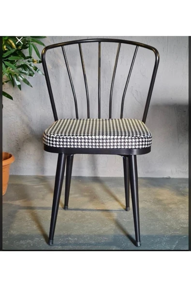 DEKOR MOBİLYACIM Masa Sandalye Siyah Beyaz Çay Seti - 2