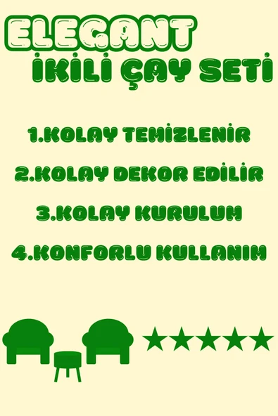 DEKOR MOBİLYACIM Elegant Comfort Pamuk Şeker Pembesi Çay Seti Ve Peluş Ikili Berjer & Puf Takımı - 3'lü Set - 4