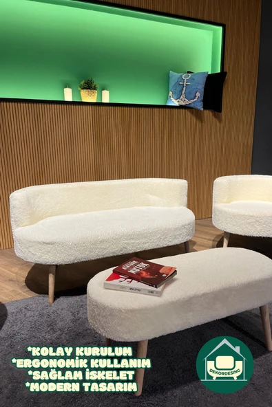 DEKOR MOBİLYACIM Stockholm Çay Seti 4'lü Koltuk Takımı - 4