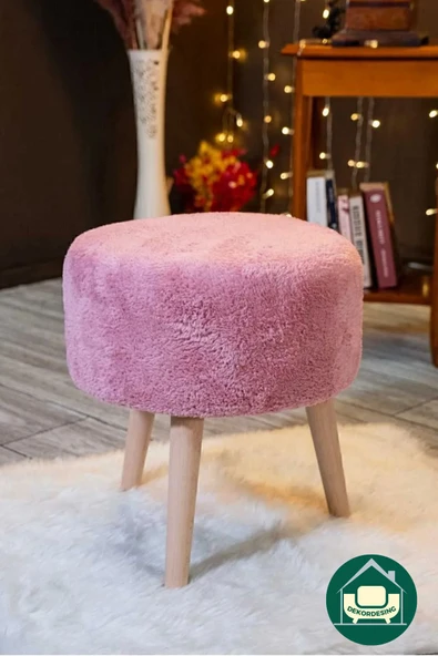 DEKOR MOBİLYACIM Pamuk Şekeri Rengi Çay Köşesi Seti: Iki Adet Berjer Ve Puf 3'lü Set Takım - 3