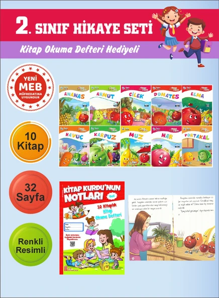 2.Sınıflar İçin Okumayı Sevdiren 10 lu Hikaye Seti 11 (Kitap Okuma Defteri Hediyeli) ürün görseli 1