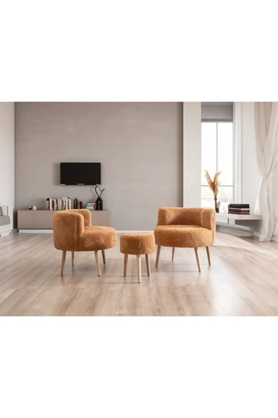 DEKOR MOBİLYACIM Çay Seti Ikili Koltuk Berjer Ve Puf Takımı 3 lü takım - 4
