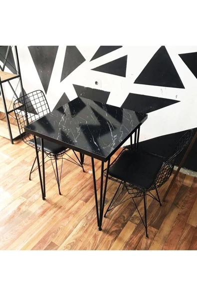 DEKOR MOBİLYACIM Mutak Balkon Masası 2 Adet Tel Sandalye - 2